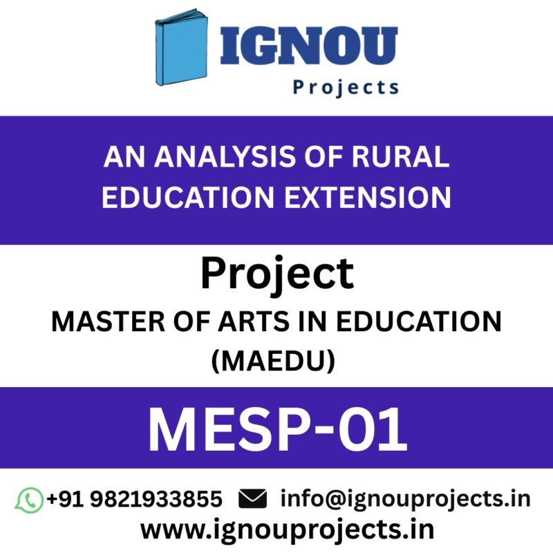 MESP-01 AN ANALYSIS OF RURAL EDUCATION EXTENSION