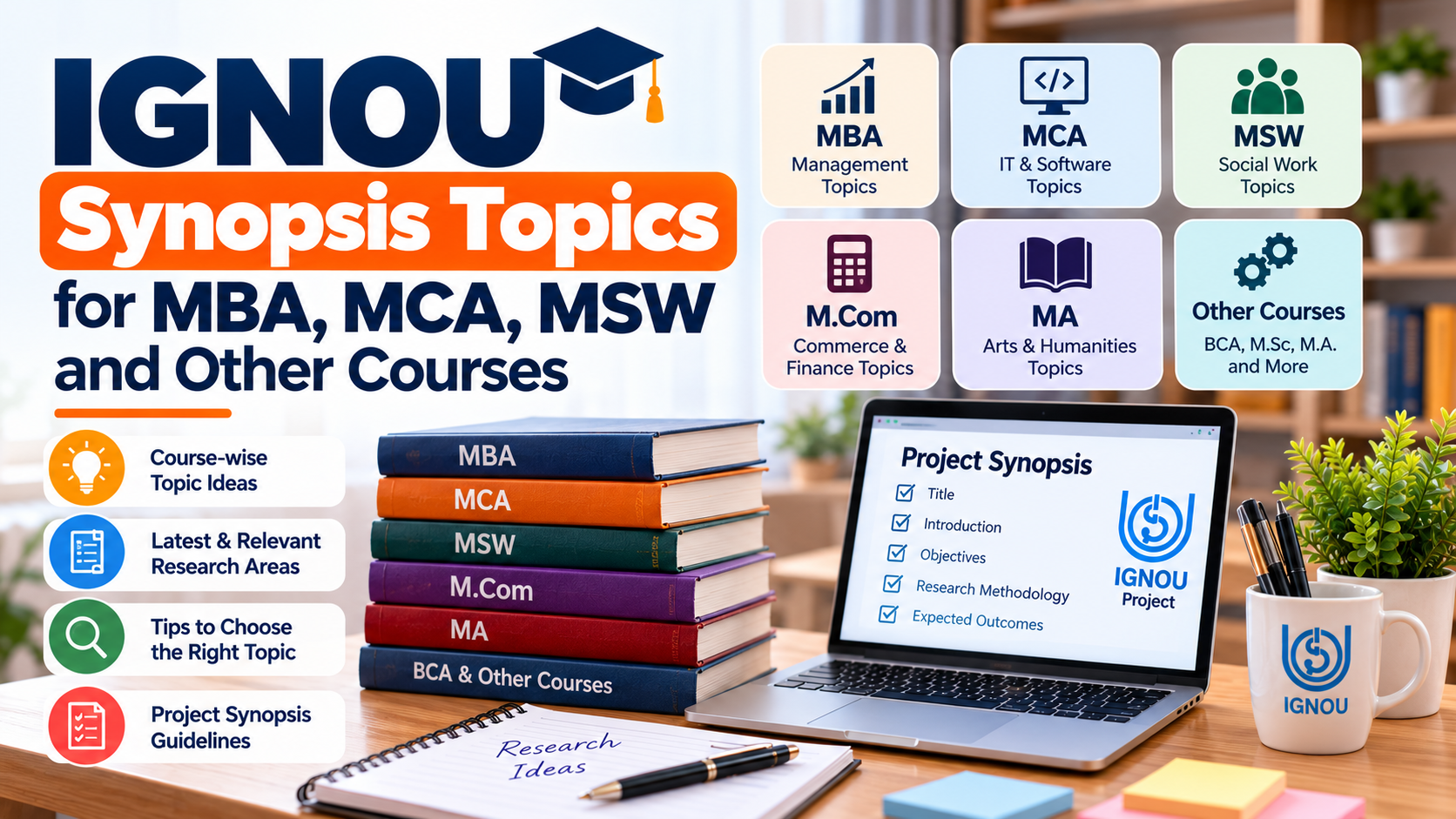 IGNOU Synopsis Topics for MBA, MCA, MSW and Other Courses